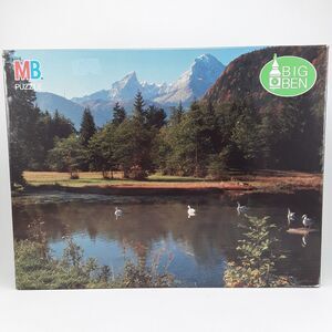 New Vtg 1000 pc Puzzle, Berchtesgaden W. Germany, 1989 Big Ben, swan lake trees